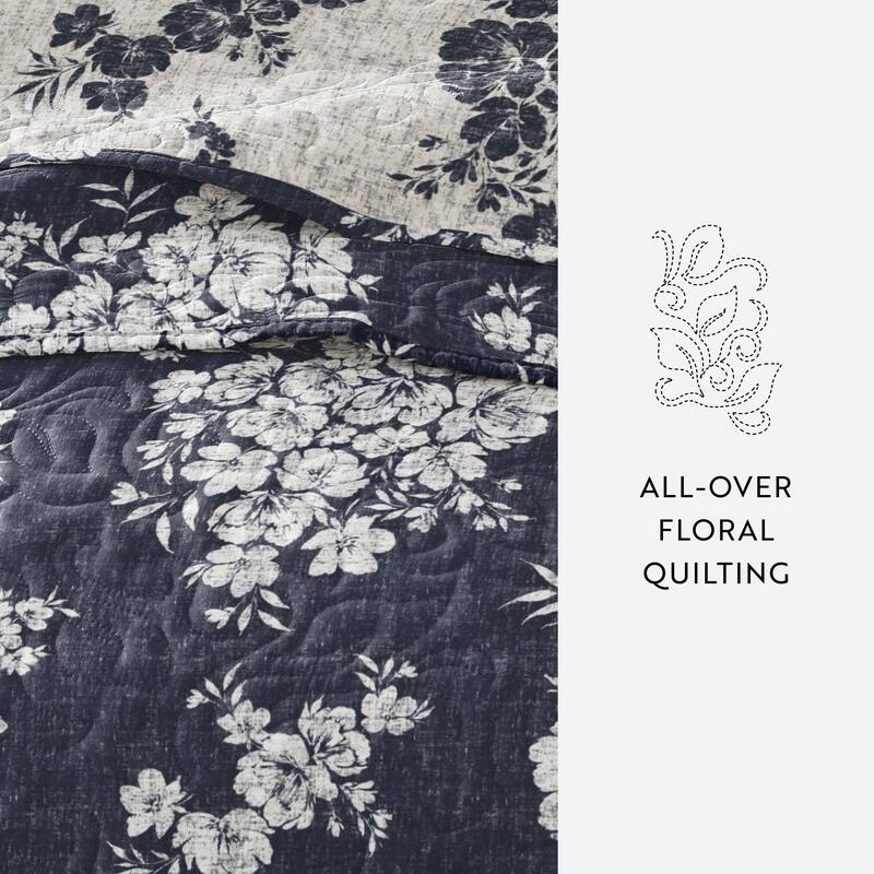 Becky Cameron All Season 3 Piece Distressed Bouquet Reversible Quilt Set