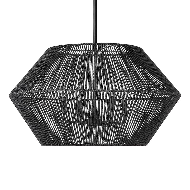 Uttermost Suva 4 Light Black Rope Pendant - 16H x 28 Dia in.