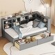 preview thumbnail 39 of 43, USB Ports on L-Shape Storage Headboard Bed Frame, Wooden DayBed Sofa Bed, Wooden Slat Platform Bed with 2 Drawers