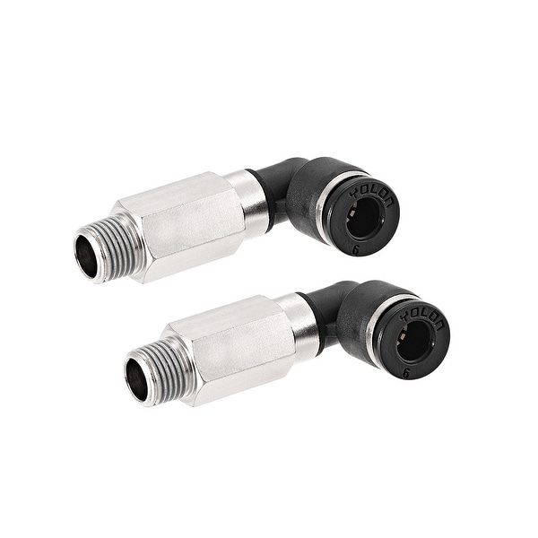 6mm Tube To 1/8 NPT Push Lock Elbows L Shape Air Fittings 2pcs