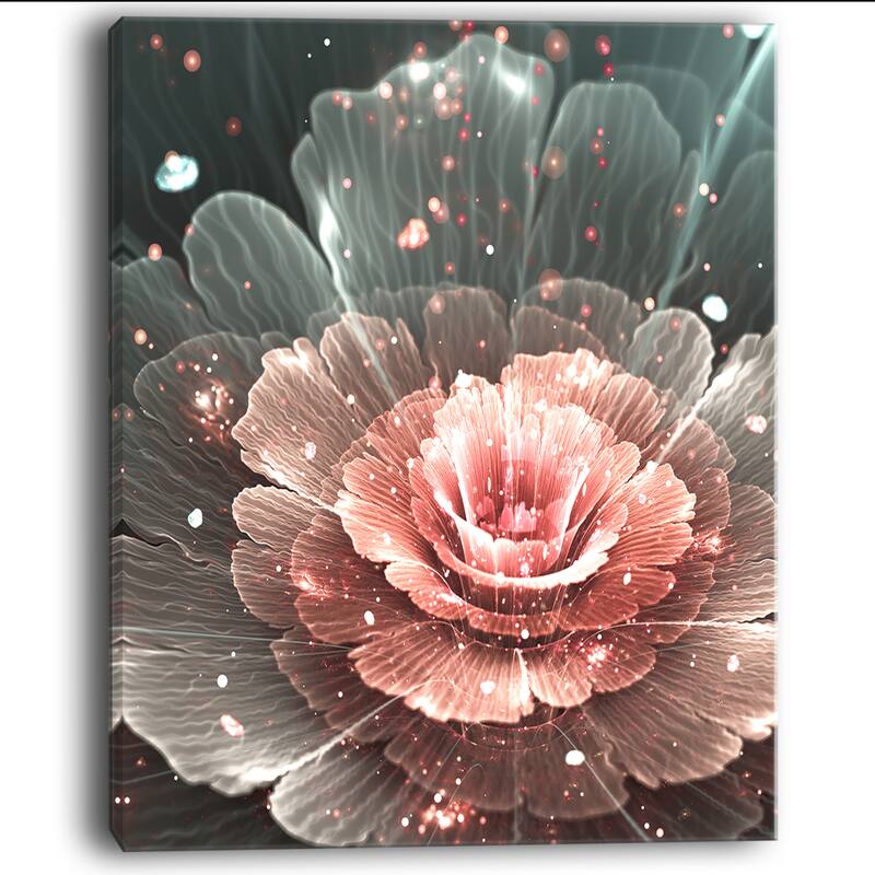 Abstract Fractal Pink Gray Flower - Floral Art Canvas Print