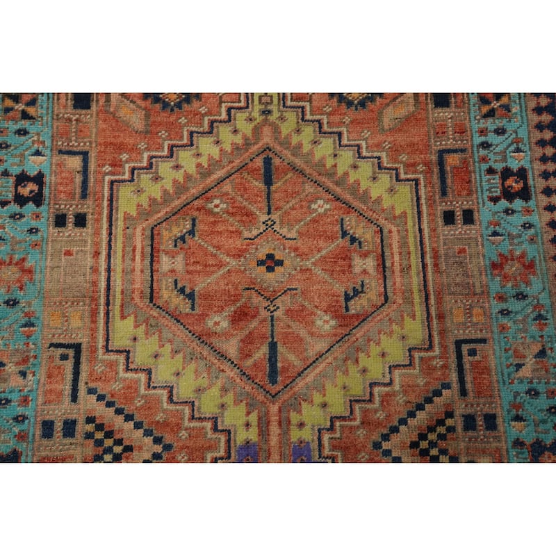 Hand Knotted Oriental 100% Wool Carpet Traditional Tribal Oranges & Rust Ardebil Runner Rug - 7' 2'' X 3' 3''