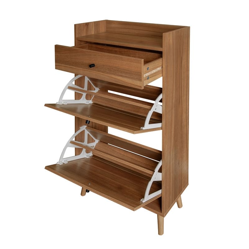 Rattan 2 Door 1 Drawer Shoes Cabinet, Shoe Rack, Double Layer, Suitable for Entrance