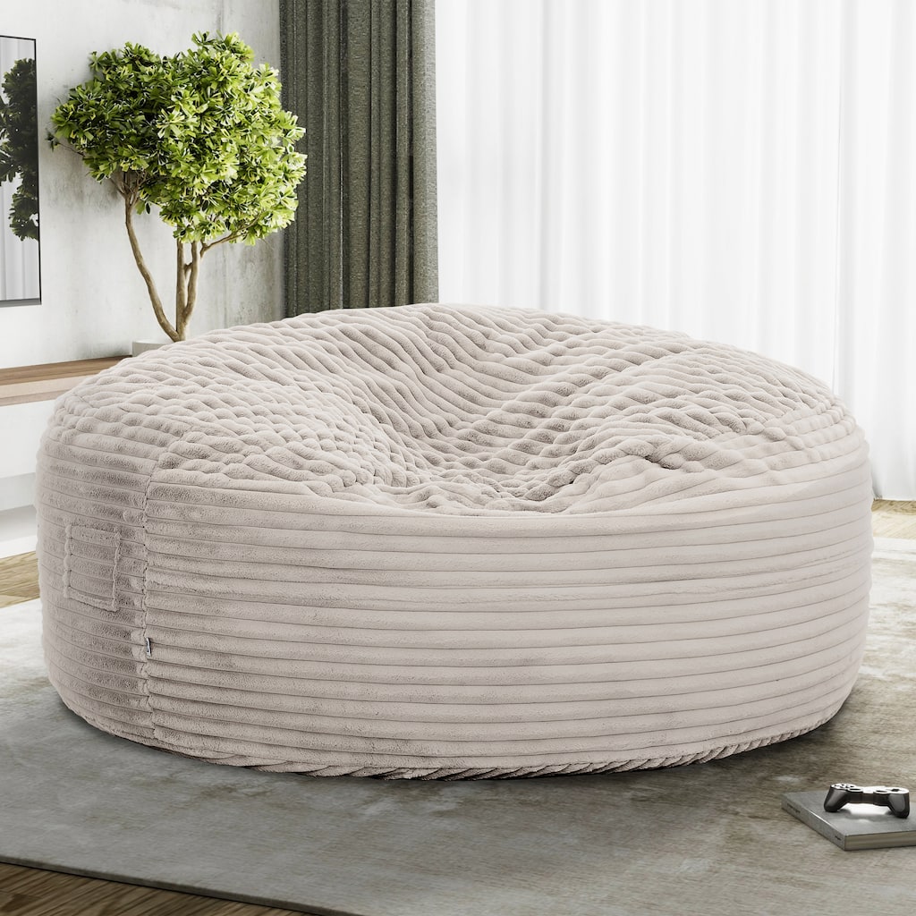 Classic 60 in. Large Corduroy Memory Foam Bean Bag, Living Room Round Lounger Sofa Chair