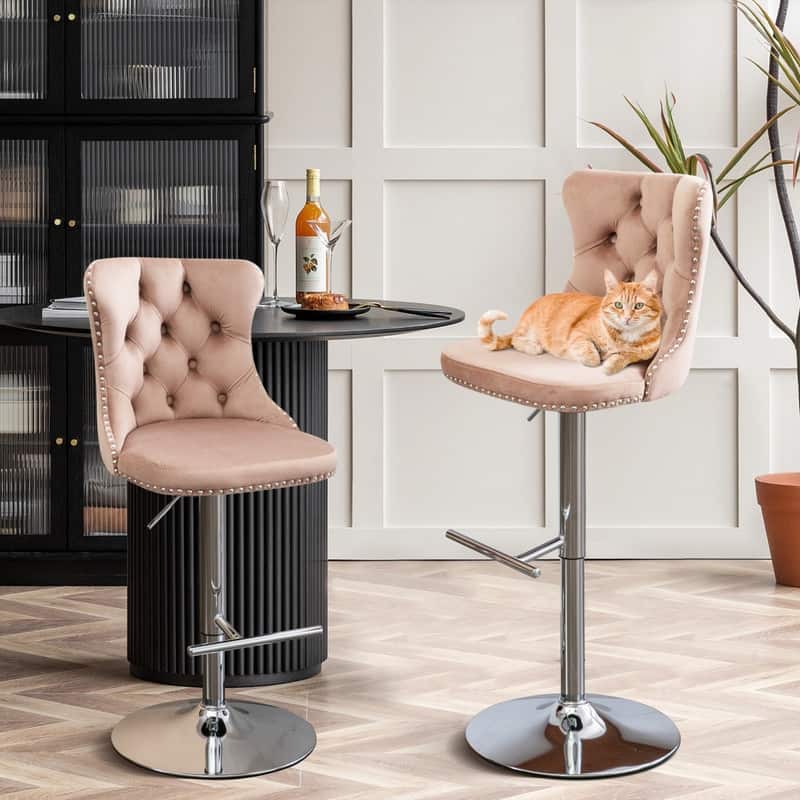 Swivel Foam Barstools Adjusatble Seat Set of 4