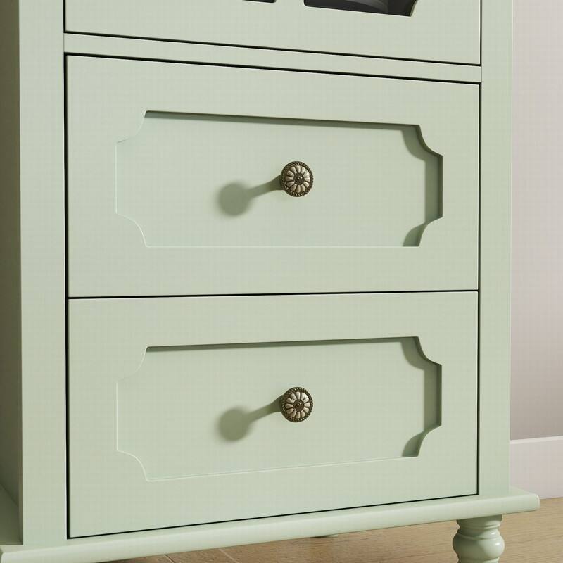 Modern 52.36" Wooden Buffet Cabinet with Glass Doors and Double Drawer for Living room, Dining Room Hallway Entryway