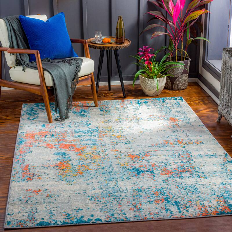 Artistic Weavers Aveza Modern Abstract Polypropylene Area Rug - 5'3" x 7'3" - Coral Multi