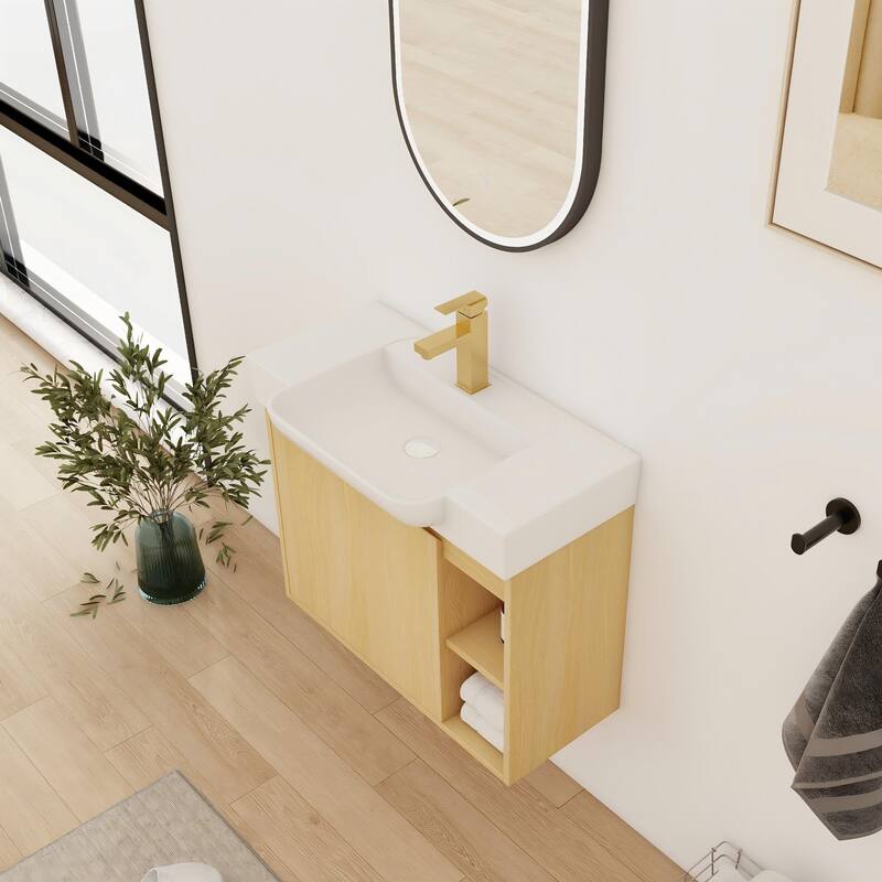 Bathroom Vanity With Sink In 24/28 Inch, Floating Bathroom Vanity With Soft Close Door