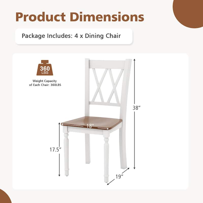Gymax Dining Chairs Set of 4 Wood Farmhouse Dining Room Side Chairs