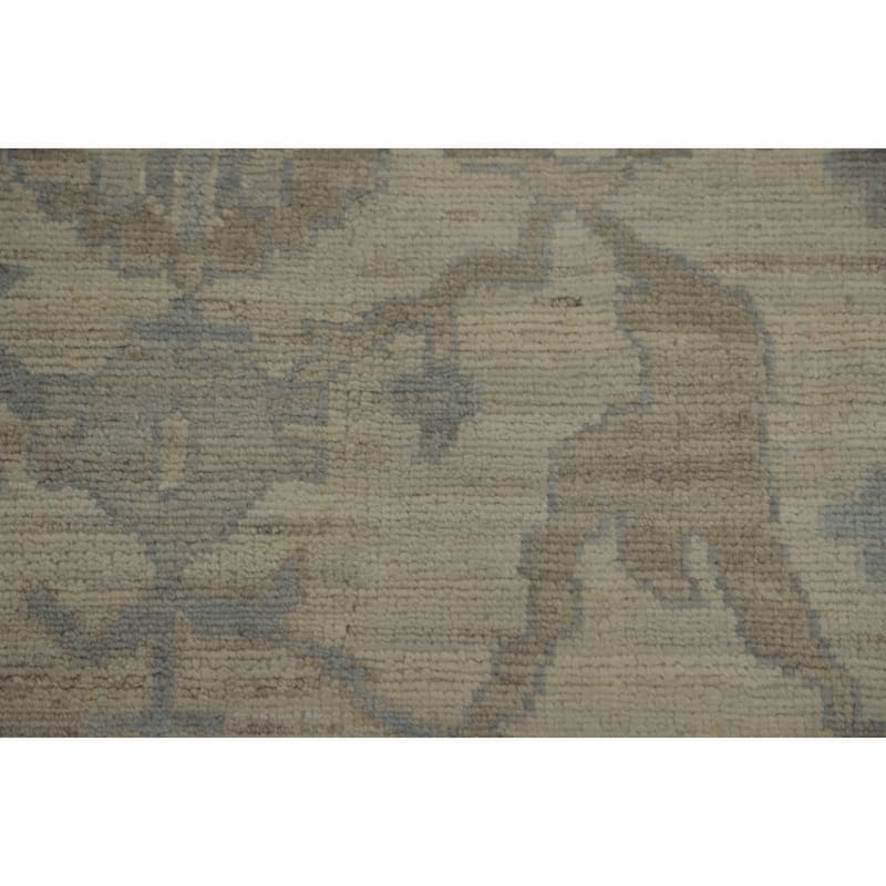 Earth Tone Wool Oushak Vegetable Dye Large Rug, Floral Geometric Carpet - 13' 10'' X 10' 0''