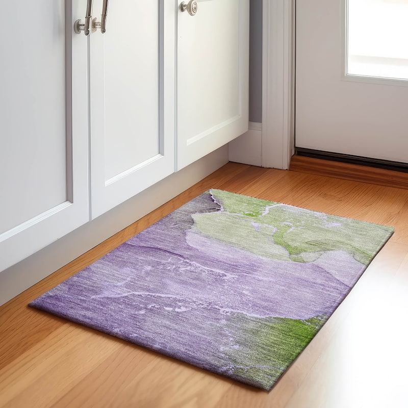 Premium Washable Super Soft Abstract Flow Contemporary Mayfield Rug - Purple - 1' 8" x 2' 6" - Rectangle