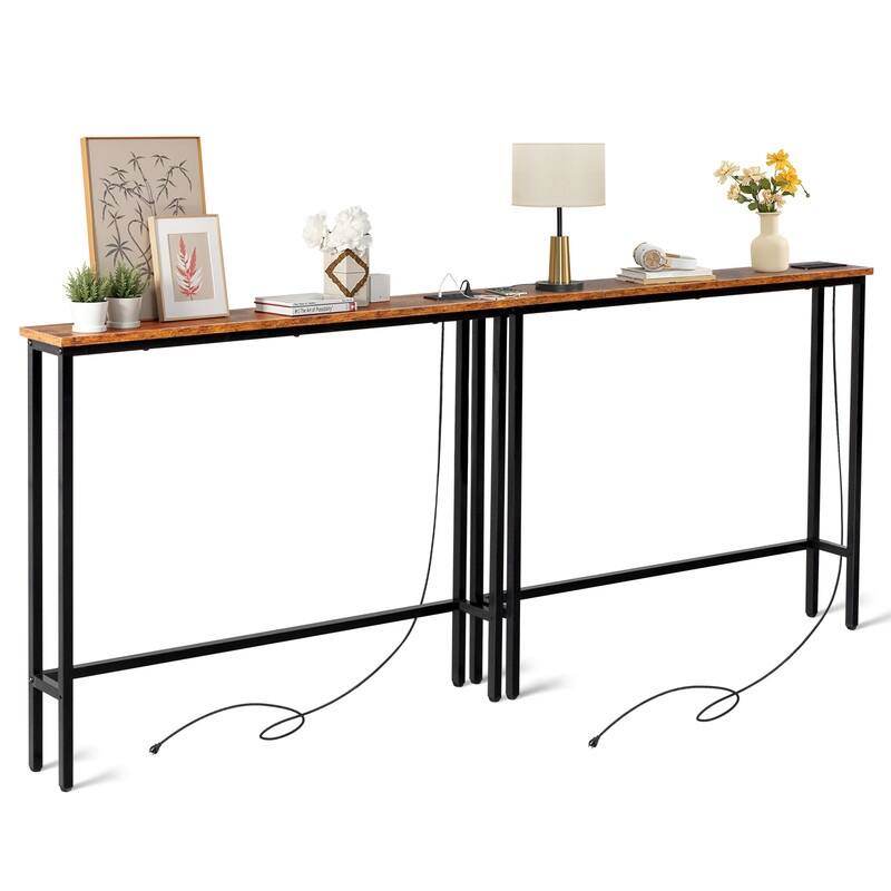 2-piece Set Triamine + Iron 200 * 15 * 79cm with Power Strip Foyer Table