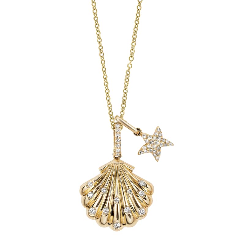 Effy Women's 14K Yellow Gold Diamond Seashore Charm Pendant Necklace