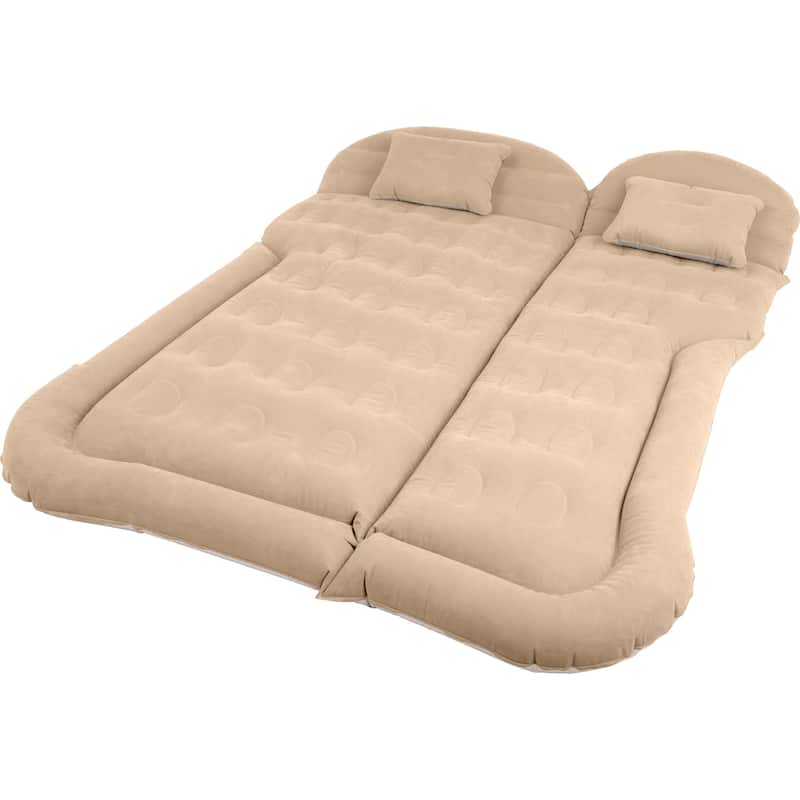 Inflatable Mattress - Car Air Mattress for SUV or Tent with Aux Outlet Pump and 2 Inflatable Pillows by Wakeman Outdoors - Beige