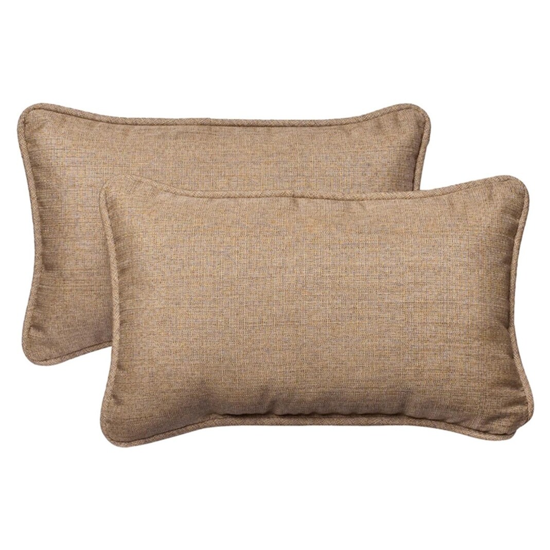 Shop Black Friday Deals On Set Of 2 Outdoor Rectangular Throw Pillows 18 5 Textured Tan Sunbrella Brown Overstock 16608142