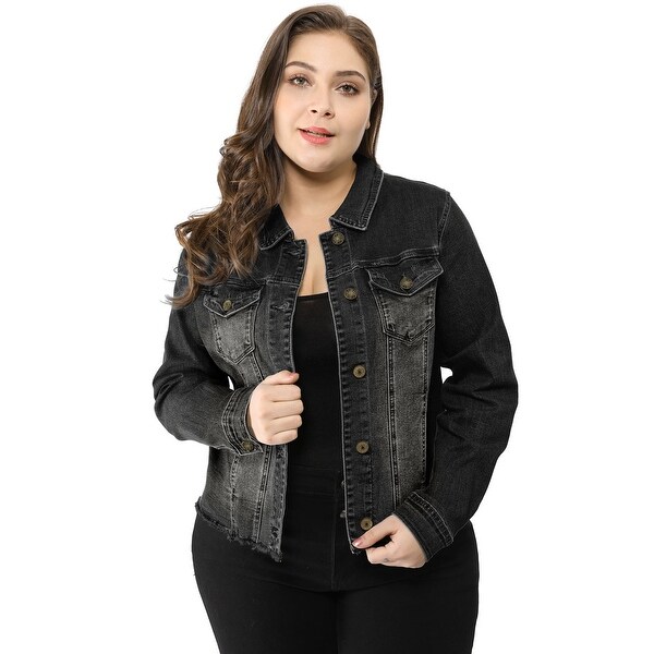 plus size half jean jackets