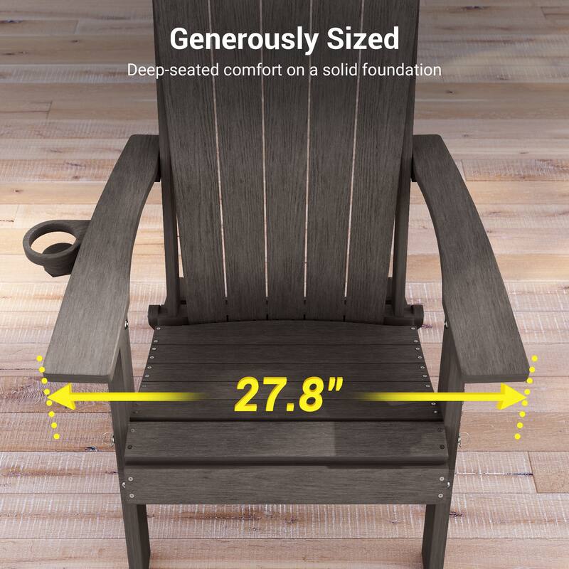 Foldable HDPE Adirondack Chair All-Weather W/ Cup Holder