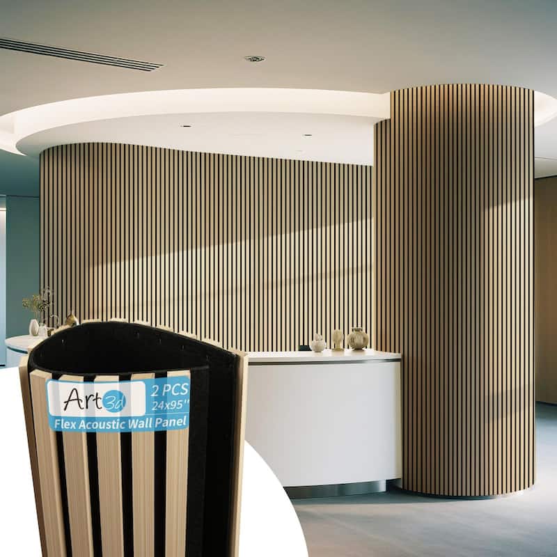 Art3d Flex Acoustic 3D Wall Panel 95.3"x23.8" Oak - 2 PCS