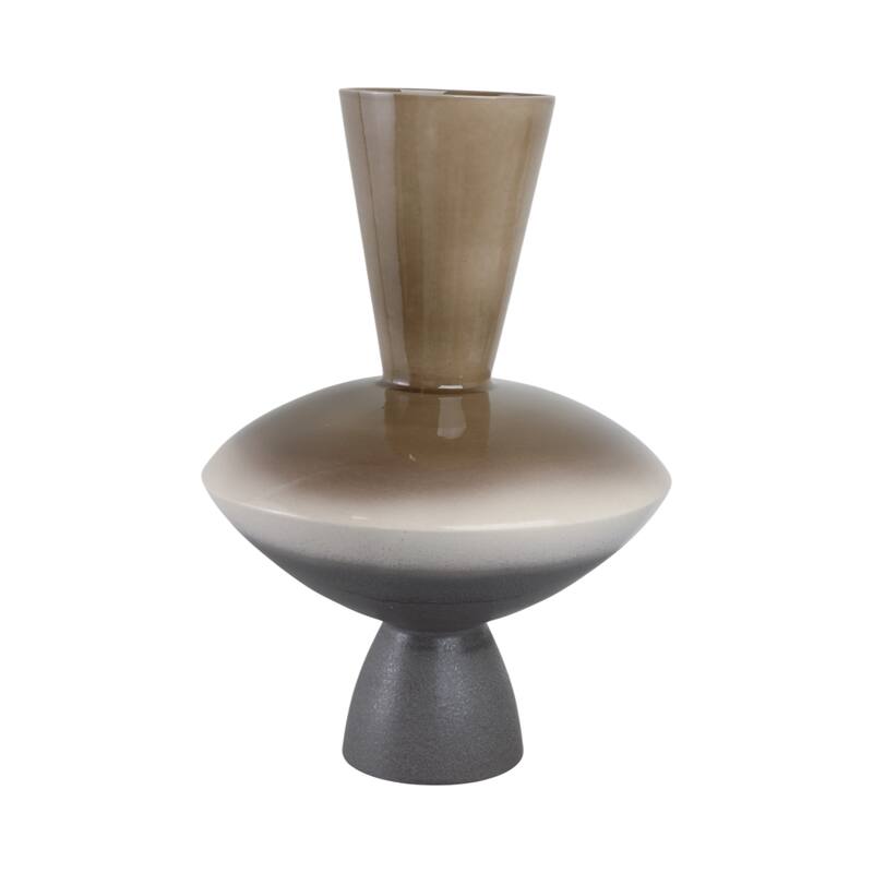 Pottery Vase Artesa Geometric Pedestal Form Handmade Flared Neck