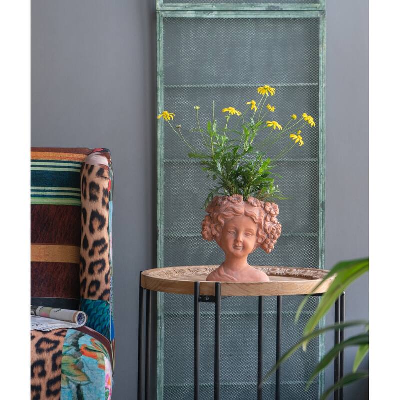 8x4x9" Visage Head Bust Planter, Brown - Home Wall Planter