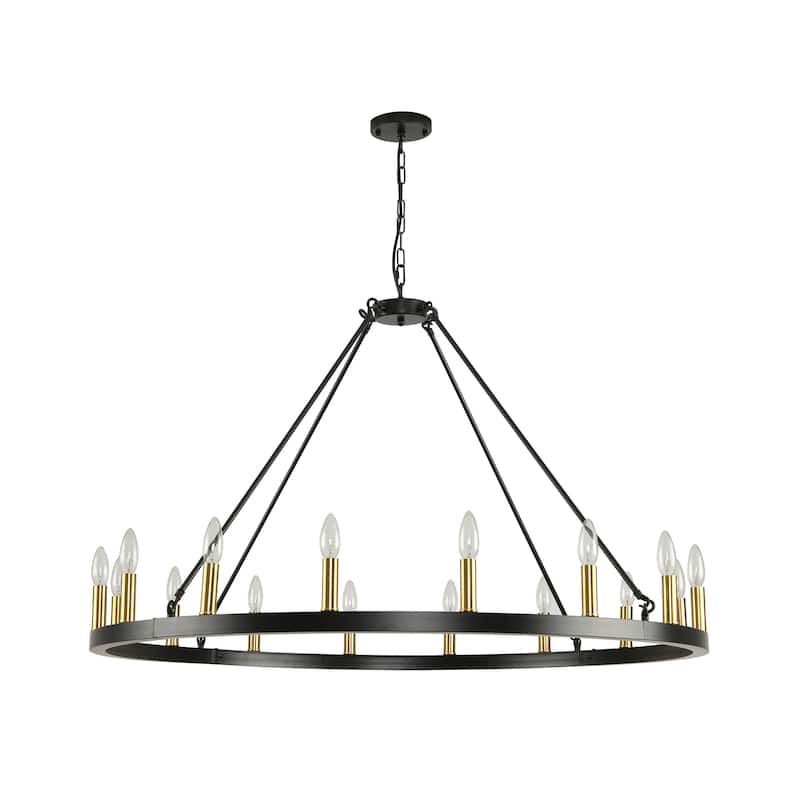 16-Light Modern Farmhouse Light Wagon Wheel Chandelier 43 Inch