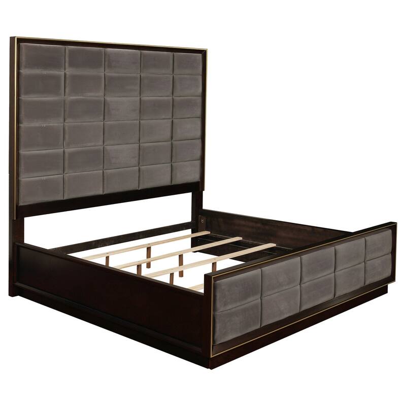 Smokey Walnut and Coffee Bean Eastern King Storage Bed with Convenient Linen Compartments