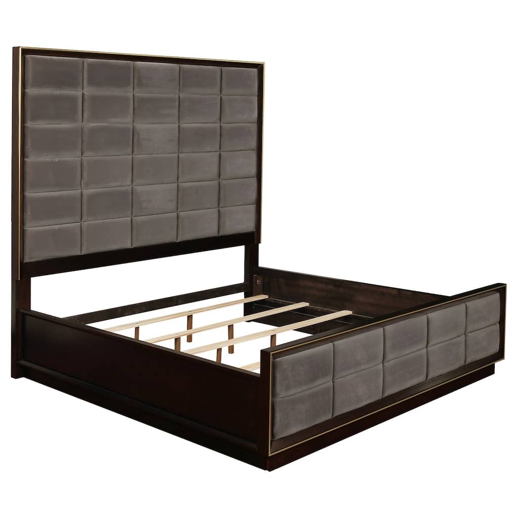 Smokey Walnut and Coffee Bean Eastern King Storage Bed with Convenient Linen Compartments