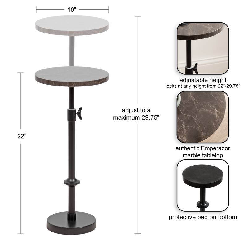 Kate and Laurel Engles Adjustable Marble Table and Plant Stand