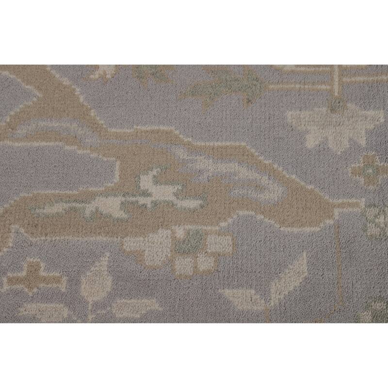 Transitional Gray Oushak Style Area Rug Hand-Knotted Wool Carpet - 7'11" x 9'10"