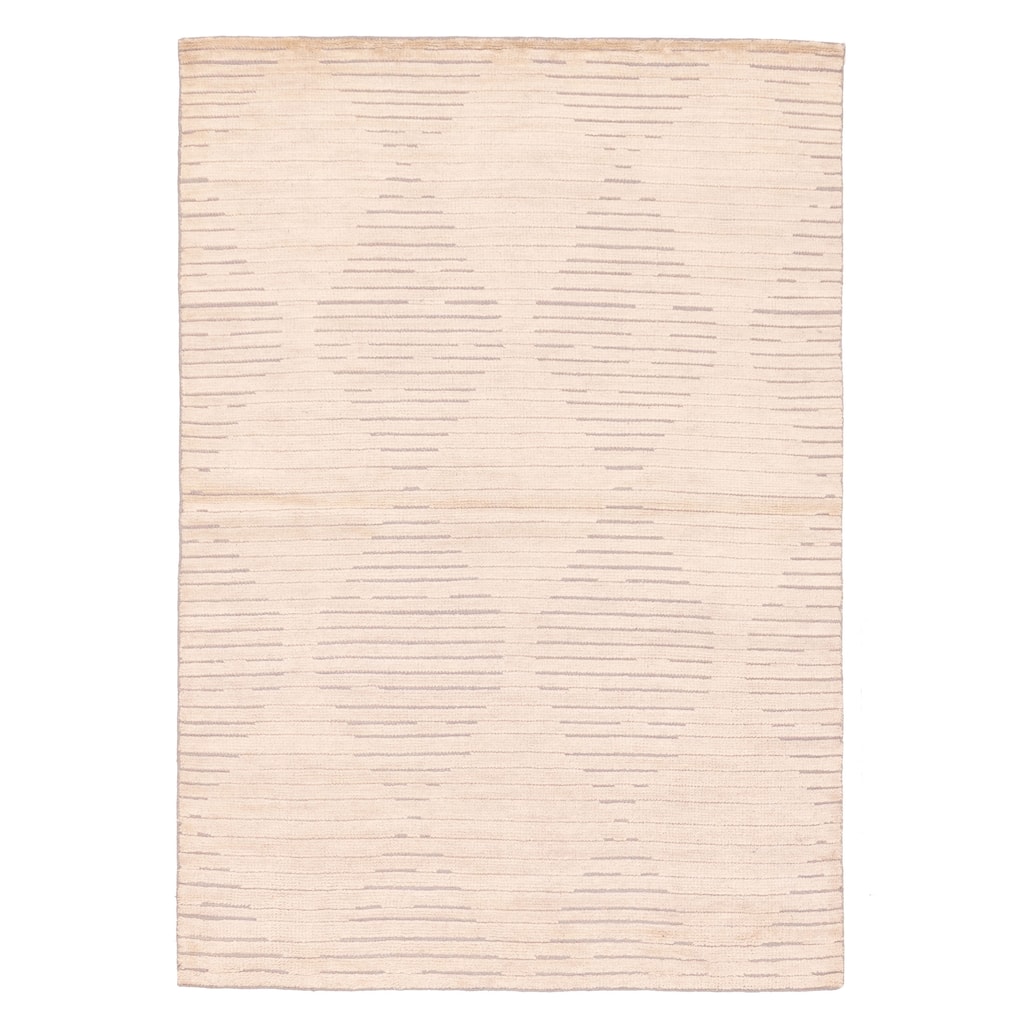 ECARPETGALLERY Hand-knotted Tangier Beige Wool Rug - 5'5 x 7'7