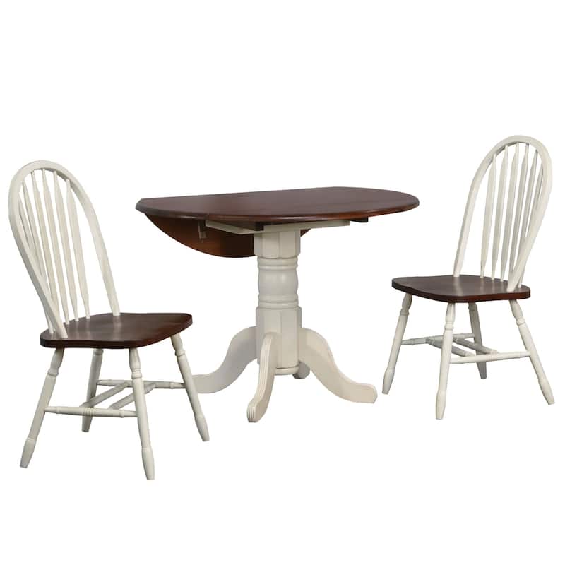 Extendable Dining Set 42" Round Table & 2 Retro Chairs - Art Deco Style