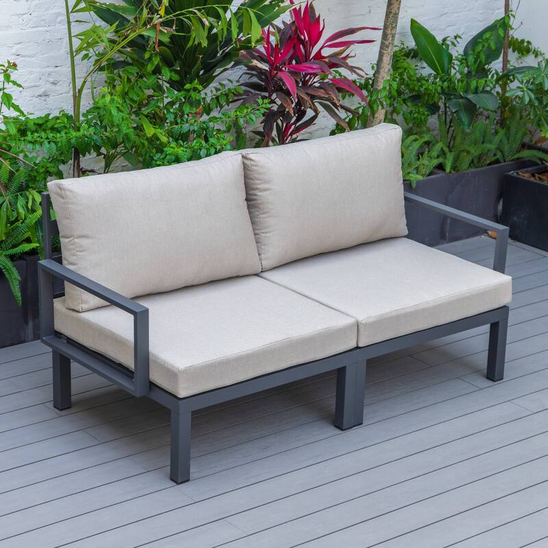 LeisureMod Hamilton Modern 2-Piece Accent Arm Chair with Removable Cushion, 2-Seater Sofa for Home Outdoor Patio Porch Garden
