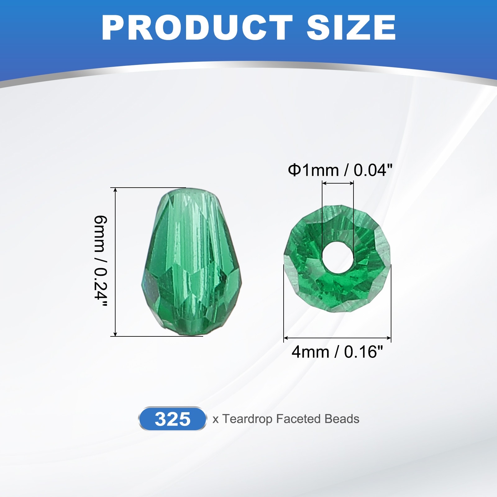 325 Pcs Teardrop Faceted Glass Crystal Beads for Jewelry Making, Light Green