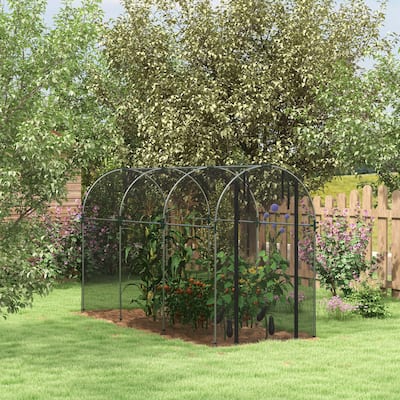 Outsunny 4' x 12' Crop Cage, Plant Protection Tent with Zippered Door and Galvanized Steel Frame, Fruit Cage Netting Cover
