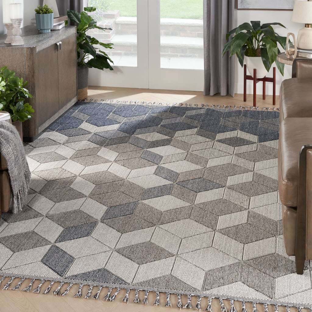 Nourison Elwood Contemporary Geometric Cube Area Rug