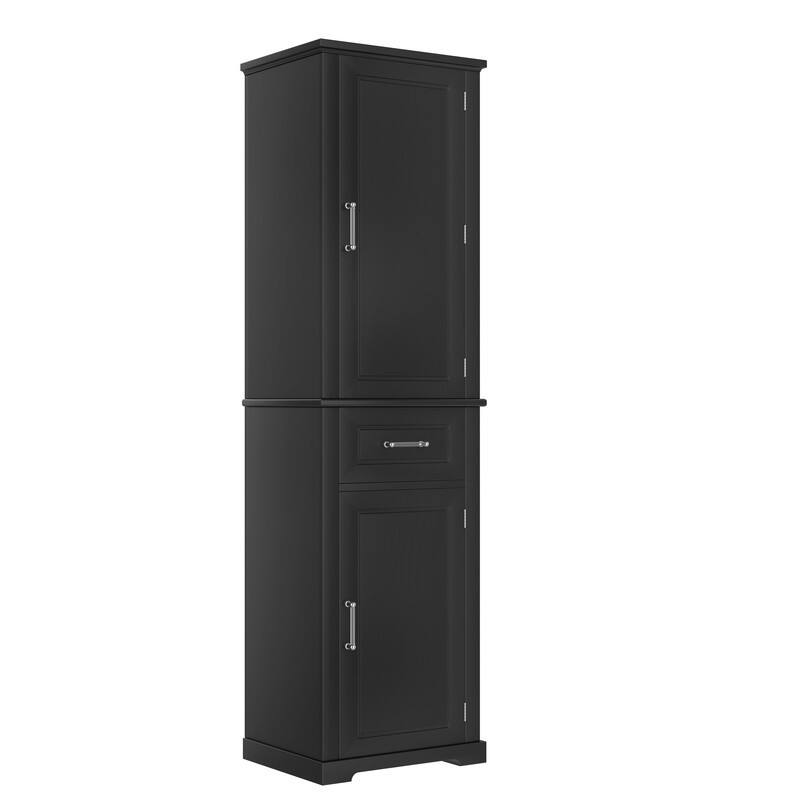 Bathroom Storage Cabinet Set of 2, Freestanding Storage Pantry with Adjustable Shelf & Racks