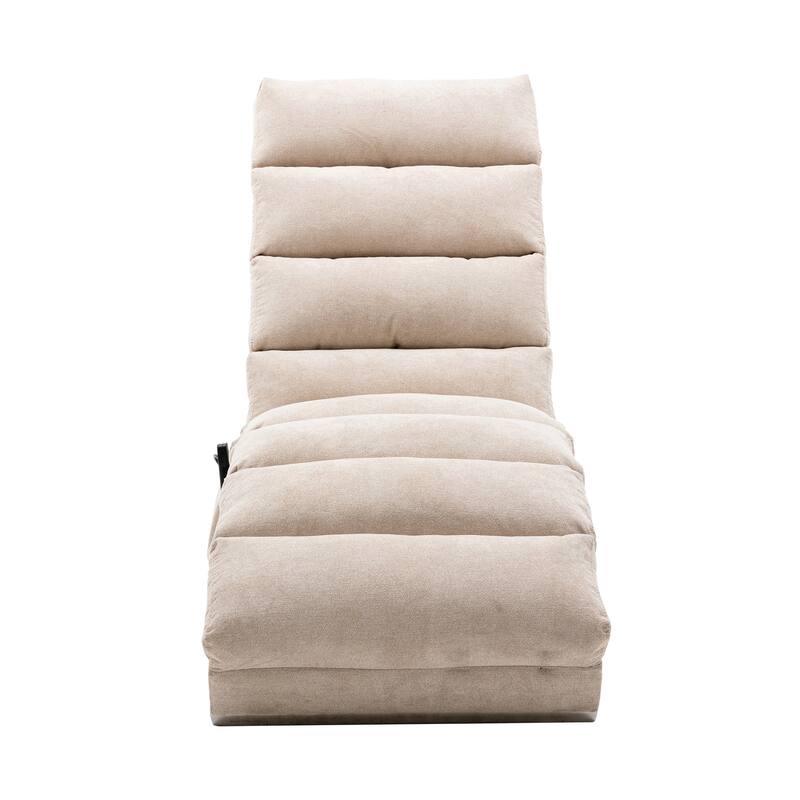 Anmytek Modern Chaise Lounge Chair with Vibration Massage Upholstered Fabric Accent Chair for Living Room