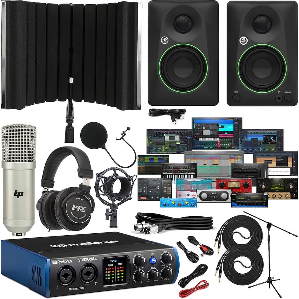 PreSonus Studio 24c USB-C 2×2 bundle with monitors, mic & DAW kit