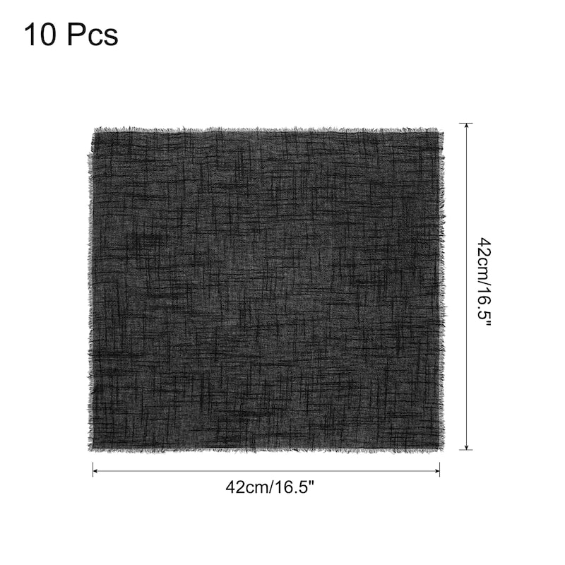 10pcs Cloth Napkins 16.5x16.5 Inches Cotton Linen Napkins with Fringe - Black