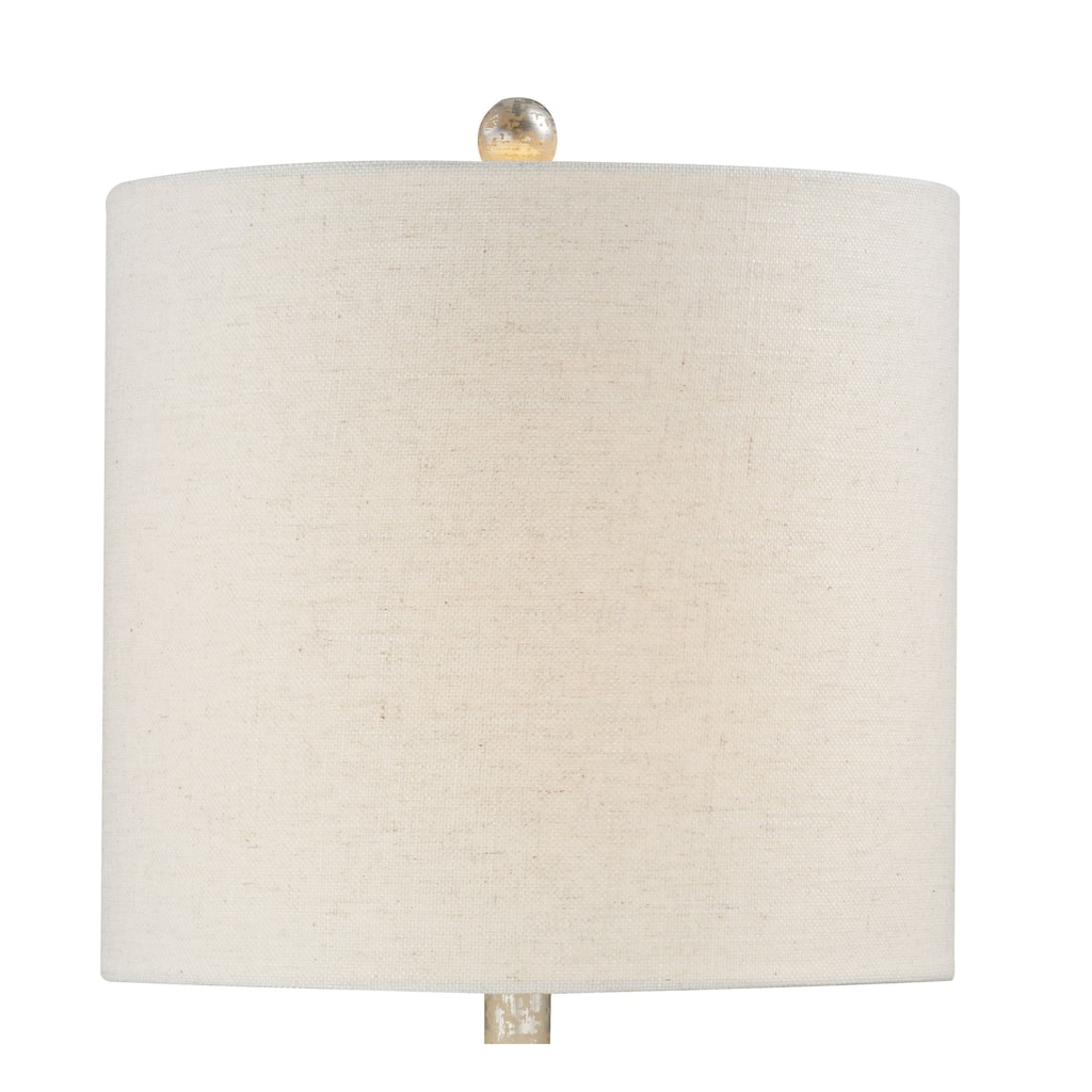 Maya 34" Table Lamp with Linen Shade, Silver (Set of 2)