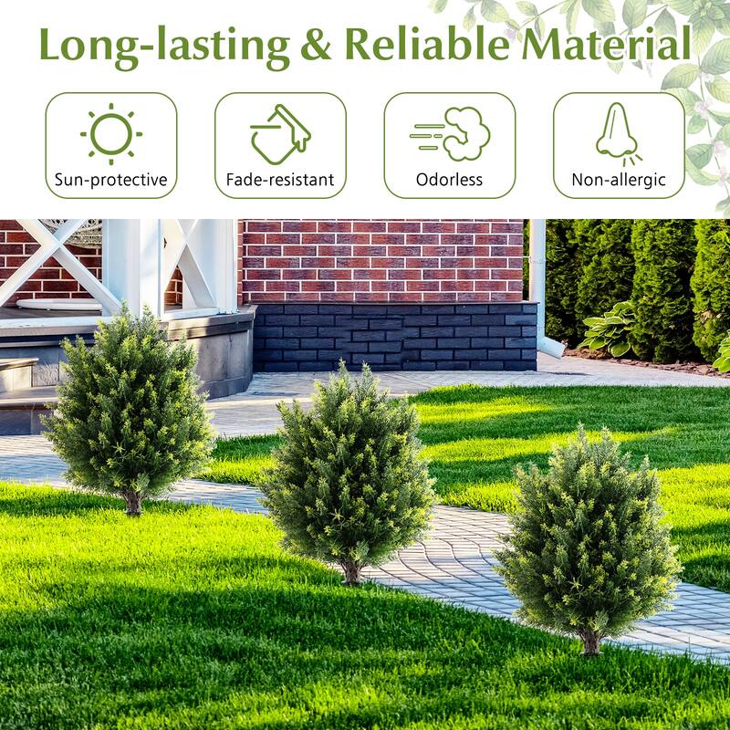 Gymax 2 Pack 24'' Artificial Cypress Topiary Ball Tree Set w/Ground