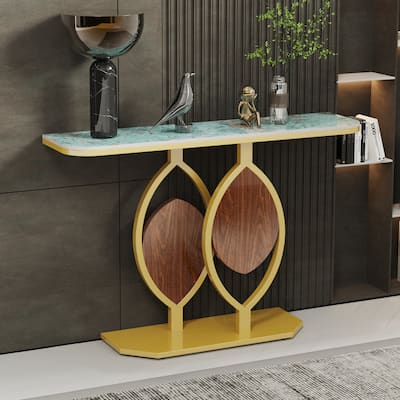 Narrow Console Table with Multicolored Rock Plate Top - 47.1 x 11.7 x 30.7inch