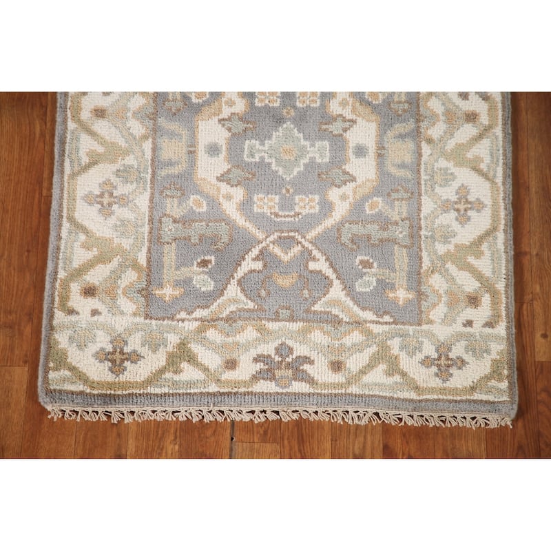Grey Transitional Oushak Oriental Runner Rug Handmade Wool Carpet - 2'7"x 9'9"
