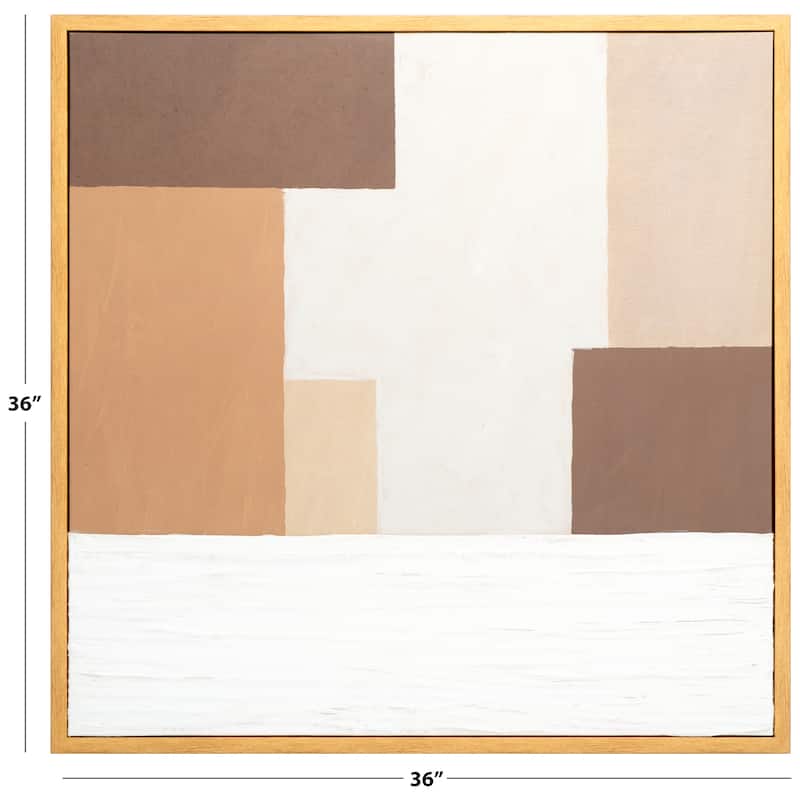 SAFAVIEH Home Neutral Location 36-inch Brown/Off White Framed Mixed Media Art - Brown/Off White
