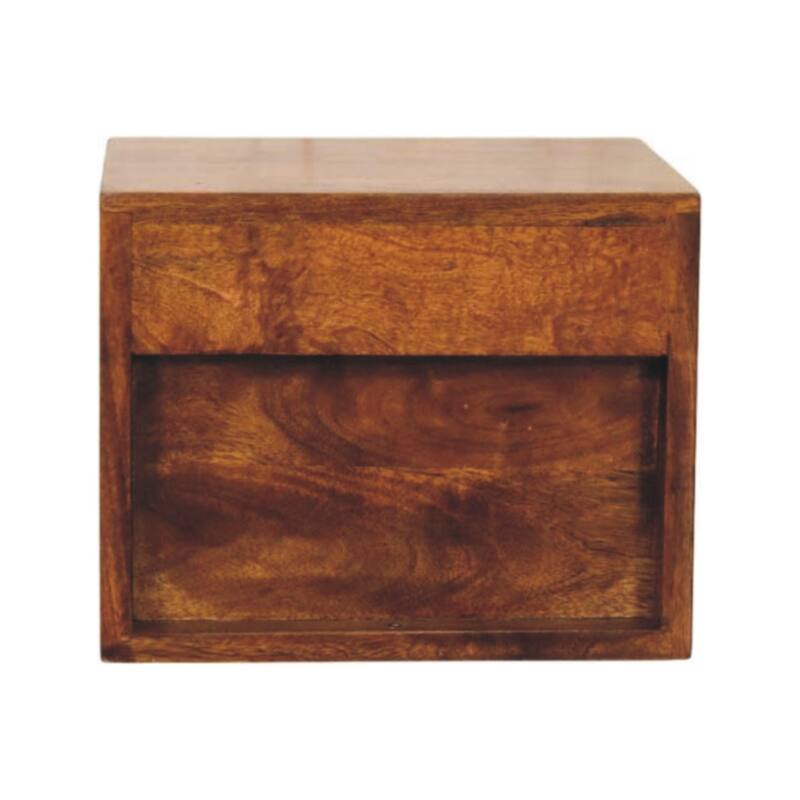 HomeRoots 12" Chestnut Solid Wood Two Drawer Floating Nightstand
