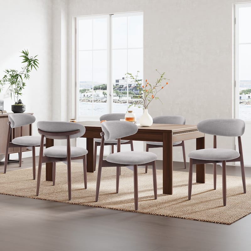 Modern Fabric Upholstered Kitchen Side Chairs, Farmhouse Dining Room Chair with Foot Pegs