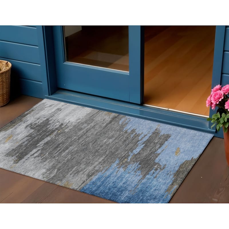 HomeRoots Abstract Transitional Rectangle Outdoor Rug - 3' x 5'