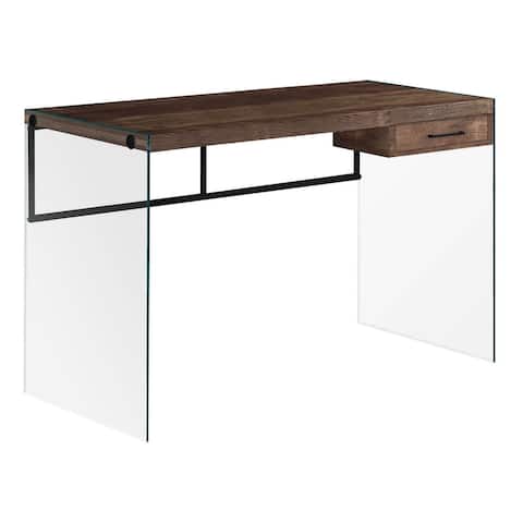 Offex 48"L Contemporary Computer Desk with Tempered Glass Legs - Brown