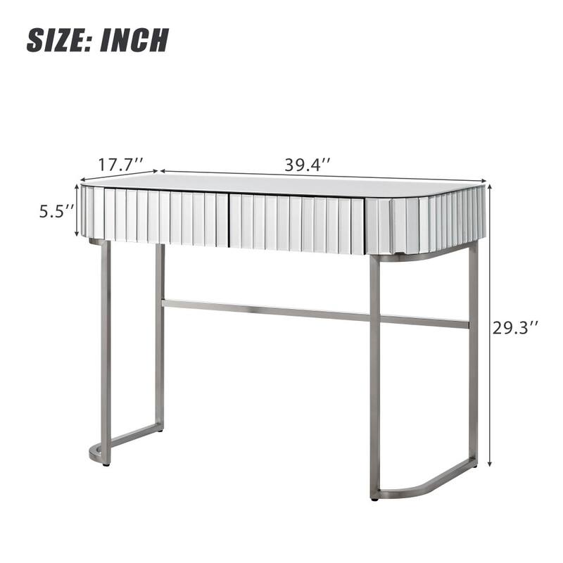 39" Modern Makeup Vanity Table with Stainless Steel Base (Mirror not included)