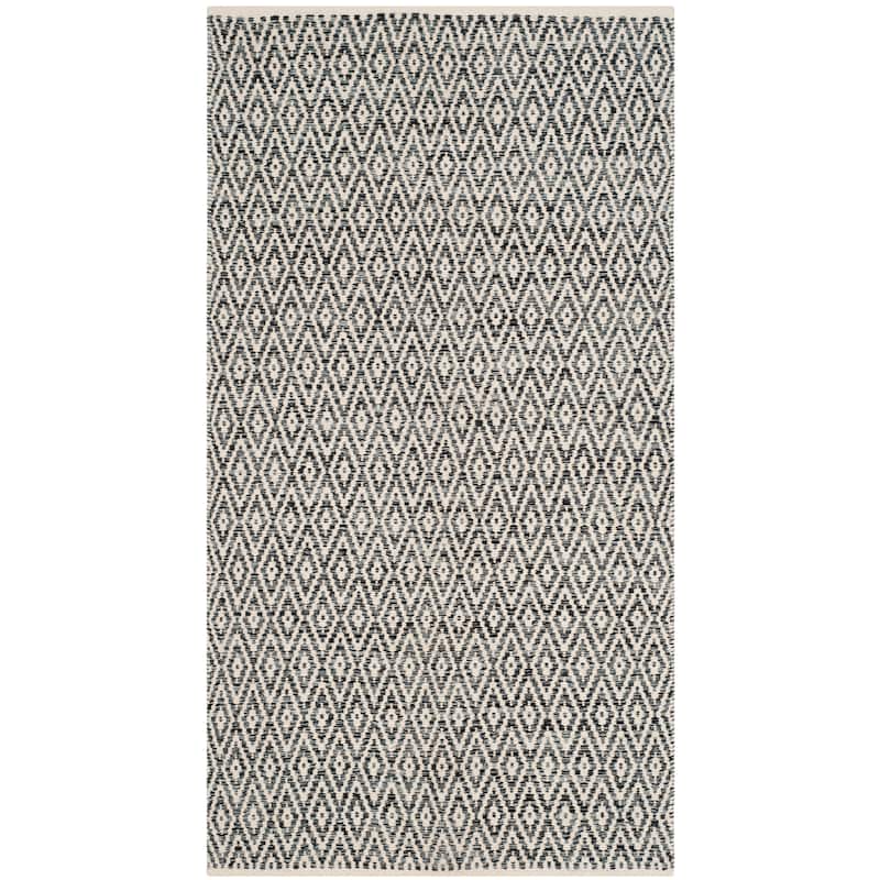 SAFAVIEH Handmade Flatweave Montauk Huxley Sisal Casual Cotton Rug - 4' x 6' - Ivory/Dark Grey